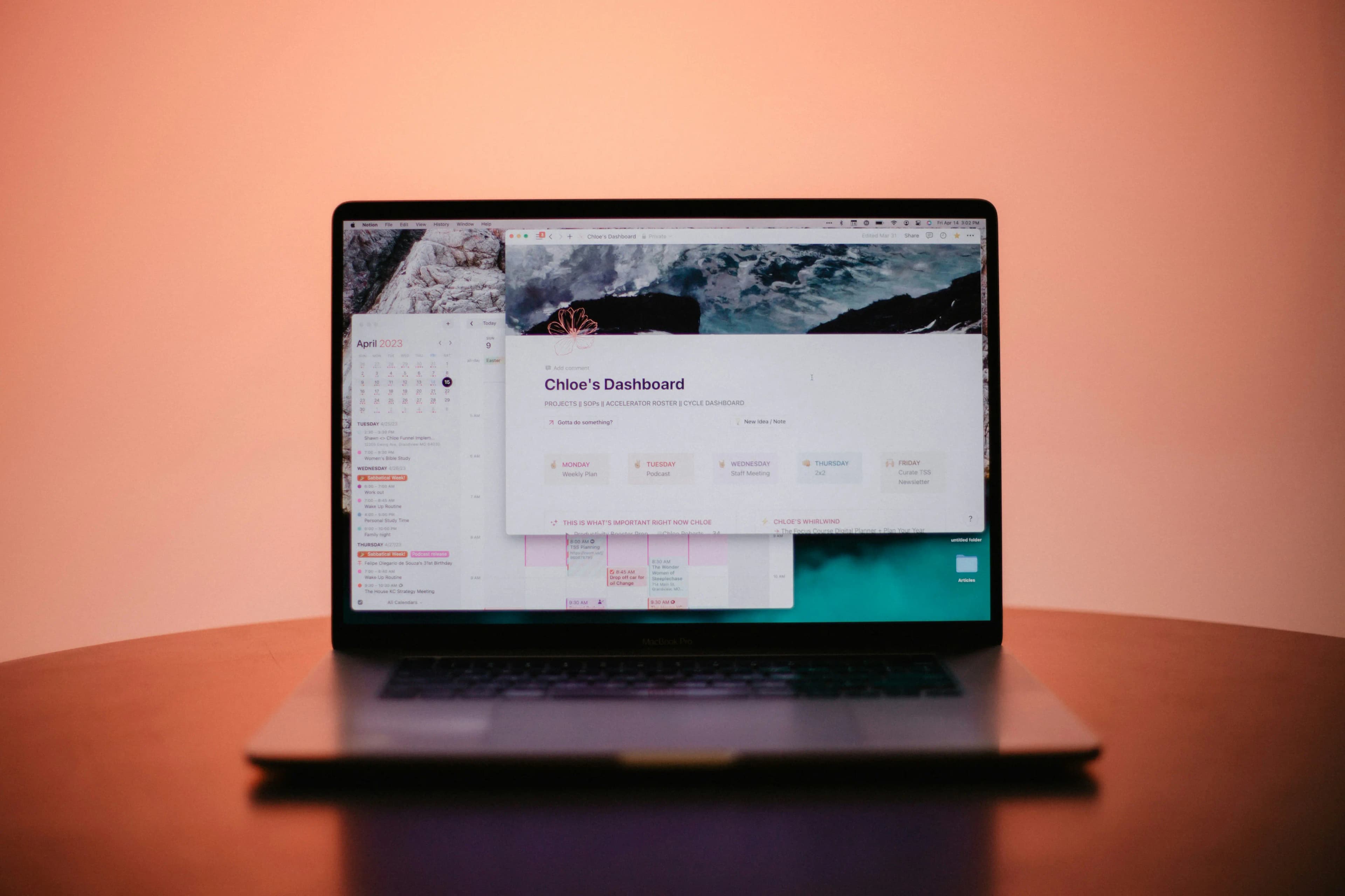 Laptop displaying Sino dental clinic scheduling dashboard with calendar view